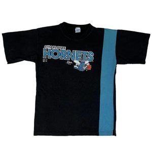 Vintage Charlotte Hornets T-Shirt Size L Salem USA Made Black Color Block 90s